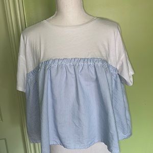 💙💙 ZARA Babydoll Striped Shirt🤍🤍